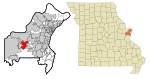 St. Louis County Missouri Incorporated and Unincorporated areas Ballwin Highlighted